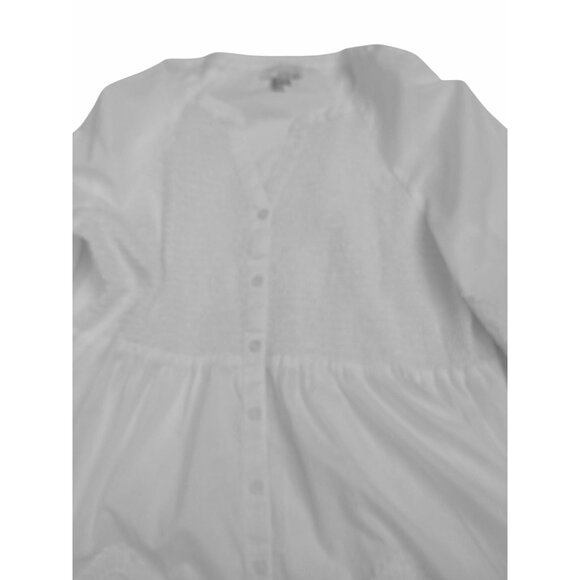 Alessa W Womens White Smocked Lace Peasant Tunic Blouse 3/4 Sleeve Size 6 Fairy - Picture 8 of 14